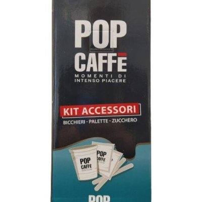 kit 100 bicchierini carta + zucchero bianco + paletta Pop Caffè