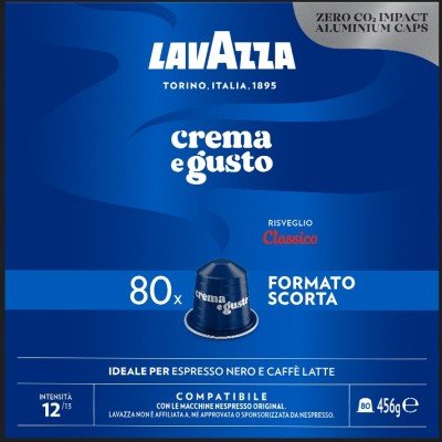 80 Lavazza Crema e Gusto Classico Alluminio Nespresso