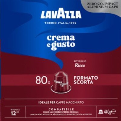 80 Lavazza Crema e Gusto Ricco Alluminio Nespresso