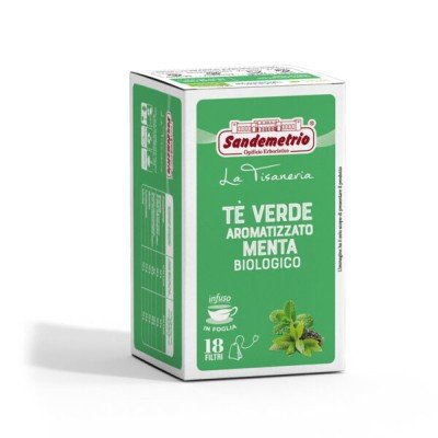 18 Filtro Monodose Infuso The Verde Aromatizzato alla Menta Biologico Sandemetrio