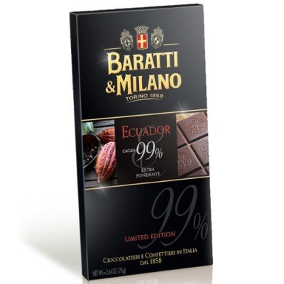 1 Tavola di Cioccolato Ecuador Fondente 99% 75g Ba ratti & Milano