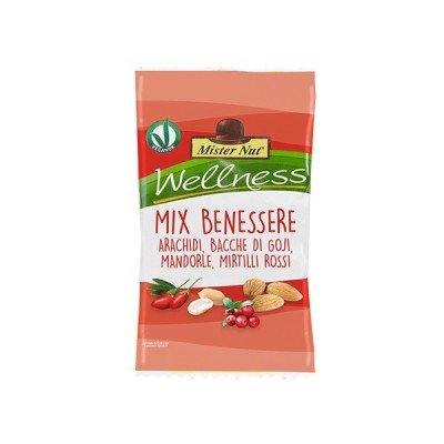 Mix Benessere 25 Gr. Arachidi, Bacche di Goji, Man dorle e Mirtilli Rossi NewFactor