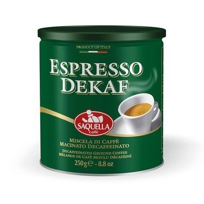 250g Macinato in Lattina Espresso Decaffeinato Saq uella