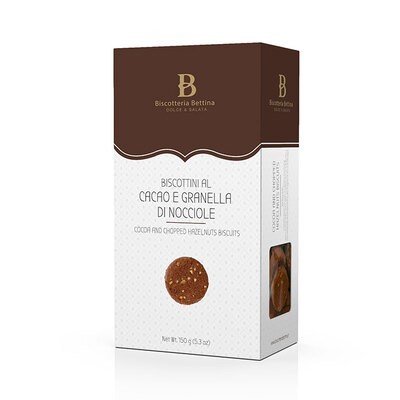 Astuccio 150g - Biscotti Cioccolato e Nocciole Biscotteria Bettina